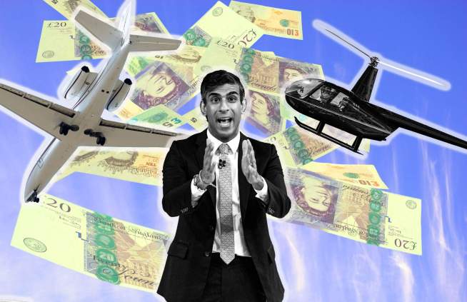 Helicopter Cash: Rishi Sunak’s Reliance on Taxpayer-Funded Air Travel Exposed – and the Conservative Donors who Fund his Trips and Benefit From Huge Government Contracts