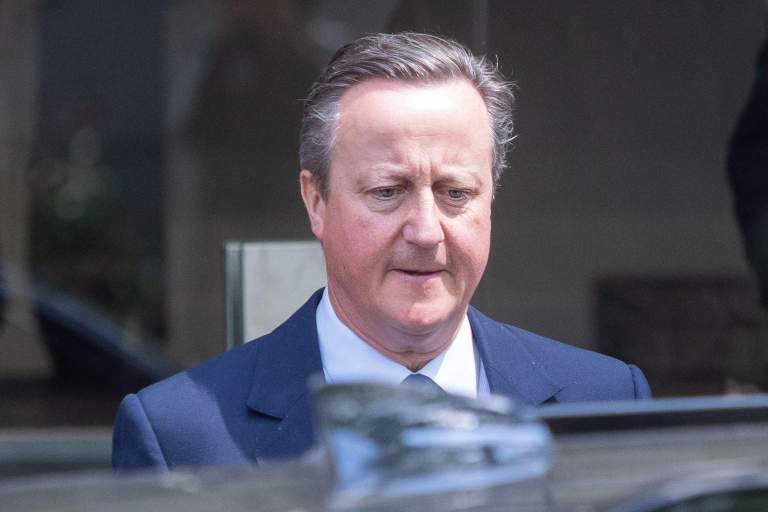 Former Prime Minister David Cameron leaving after giving evidence to the UK COVID-19 Inquiry in June 2023. Photo: PA Images / Alamy