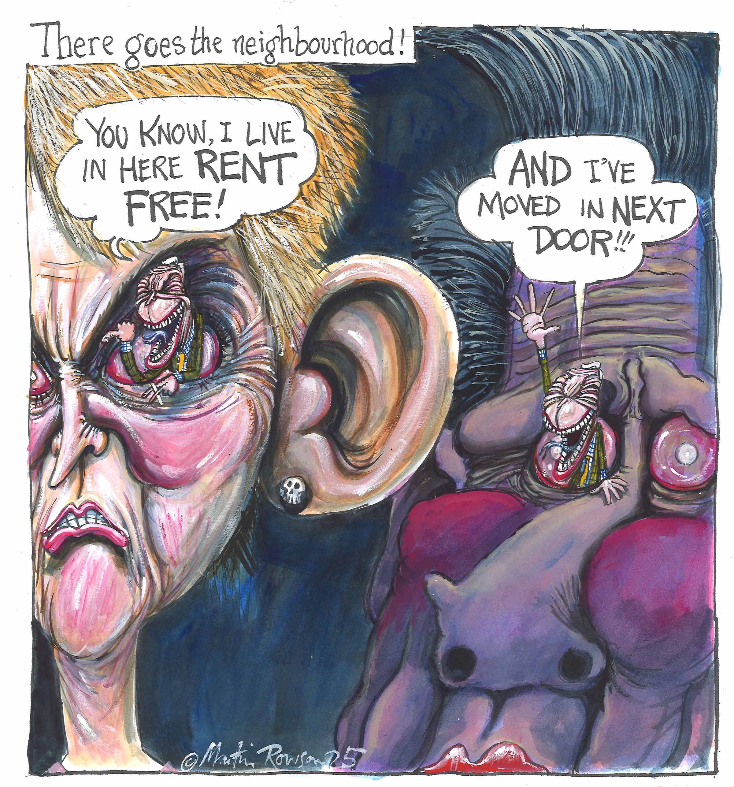 Martin Rowson cartoon - There goes the neighbourhood