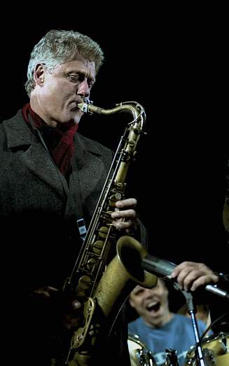 on sax, Bill Clinton