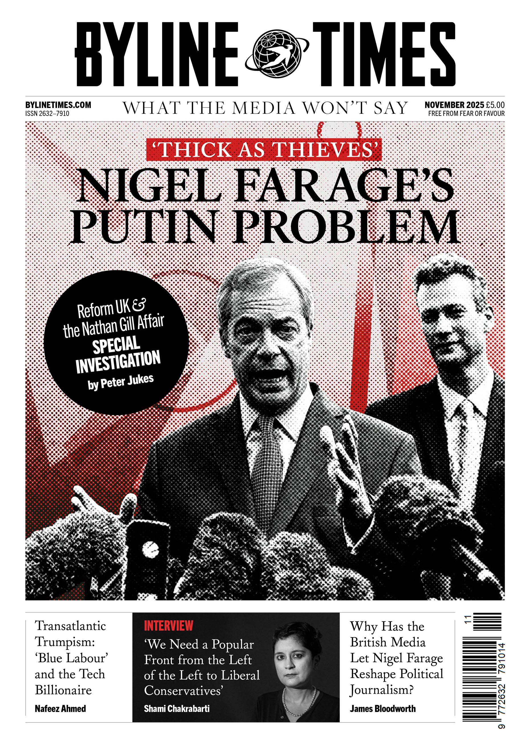 cover of Byline Times edition 79 "Nigel Farage's Putin Problem"